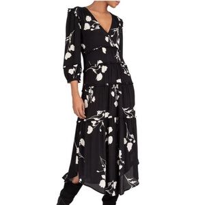 Ba&sh Paule Tiered Floral Midi Dress
